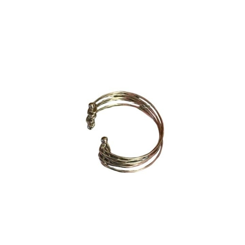 Silver Tone Multi Strand‎ Layered Cuff Bracelet with Ball Ends